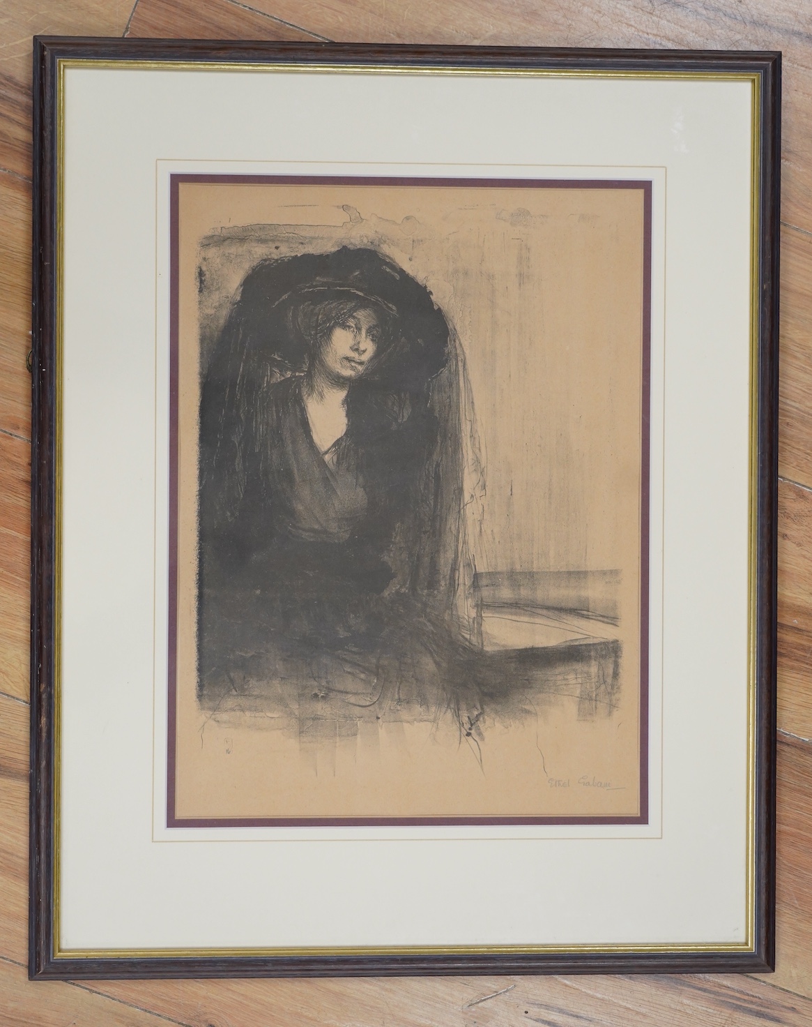 Ethel Gabain (French, 1883-1950), lithograph, ''Deuil'' (Mourning), signed in pencil, 41 x 30cm. Condition - fair, paper browned